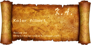 Keler Albert névjegykártya